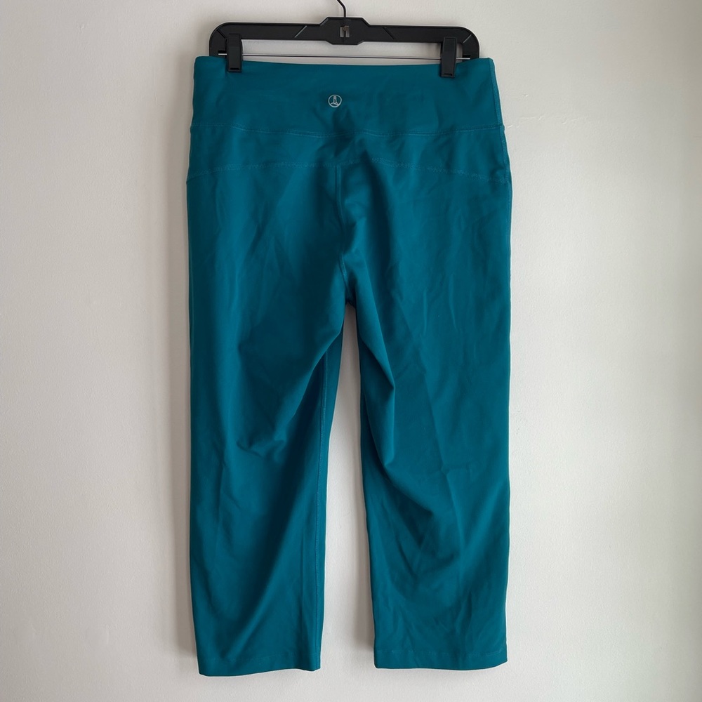 Lands' End Teal Wide Leg Cropped Stretch Knit Capri Pants Size M - Picture 3 of 5